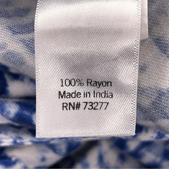 SMALL SONOMA BLUE WHITE BELTED DRESS SHORT SLEEVE MIDI LENGTH RAYON COASTAL - Picture 13 of 14